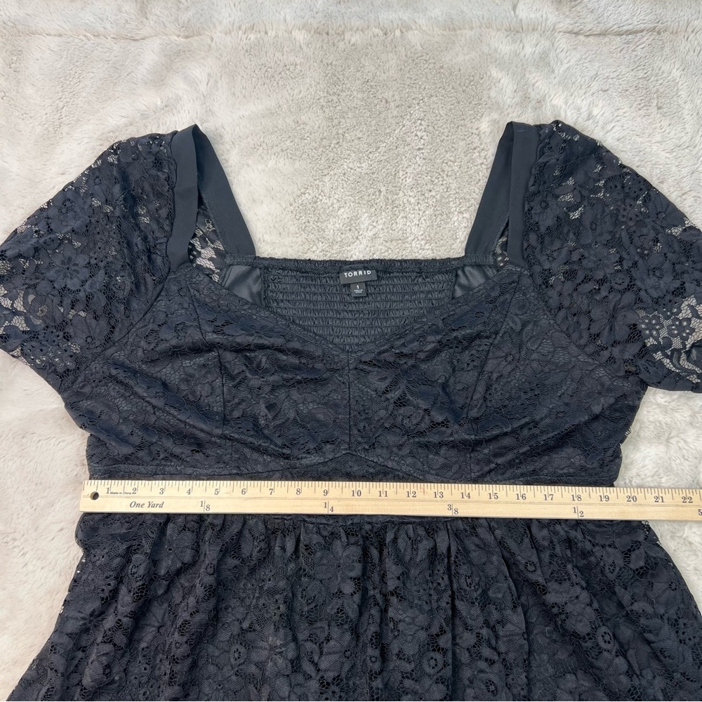 Torrid Babydoll Lace Puff Sleeve Top Sweetheart Neckline Plus Size 1 Stretch - Picture 11 of 13